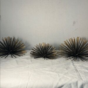 Set of Three Gold and Black Decorative Spikes Starburts